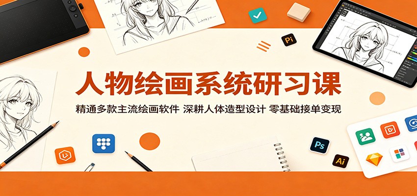 人物绘画系统研习课：精通多款主流绘画软件，深耕人体造型设计，零基础接单变现-云启智联