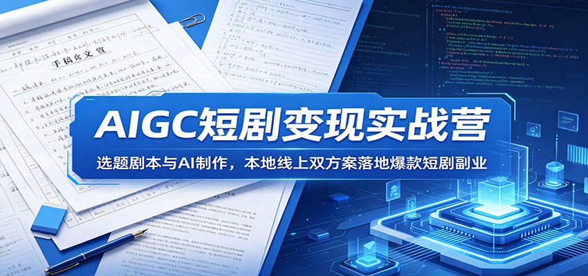 AIGC短剧变现实战营：选题剧本与AI制作，本地线上双方案落地爆款短剧副业-云启智联