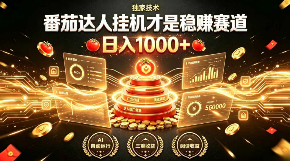 别再瞎找副业！番茄达人挂G才是稳賺赛道，日入1000+，全程傻瓜式操作，可矩阵放大【揭秘】-云启智联