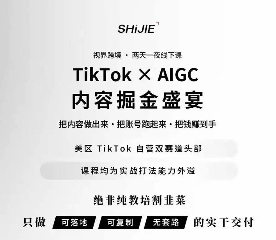 图片[1]-AIGC×TikTok美区短视频带货线下课；两天一夜完整回放，12小时高清视频收录头部操盘手全流程教学-云启智联
