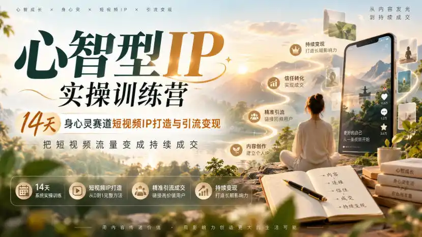 心智型IP实操训练营|14天身心灵赛道短视频IP打造与引流变现,把短视频流量变成持续成交-云启智联