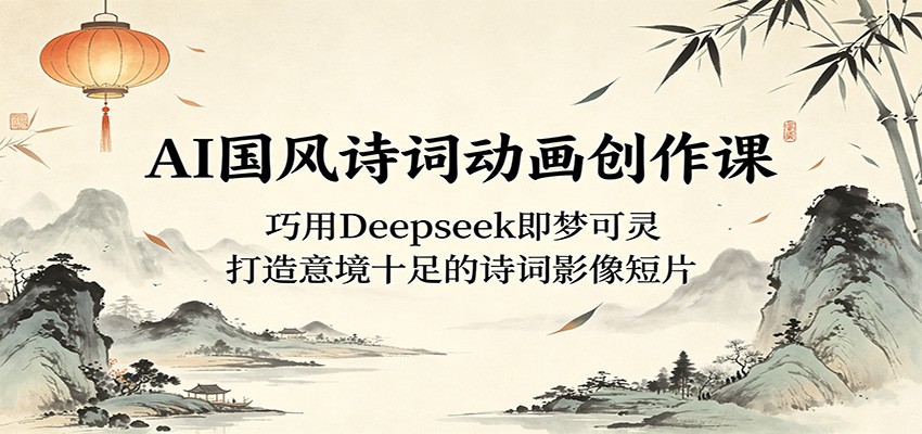 AI国风诗词动画创作课：巧用Deepseek即梦可灵，打造意境十足的诗词影像短片-云启智联