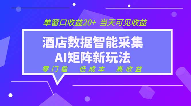 2026酒店数据采集ai智能矩阵新风口 低成本 高收益 当天见收益 单窗口20+-云启智联