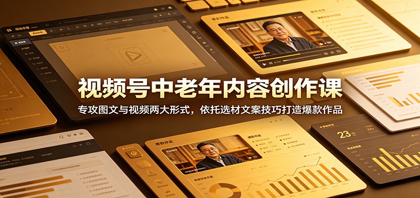 视频号中老年内容创作课：专攻图文与视频两大形式，依托选材文案技巧打造爆款作品-云启智联