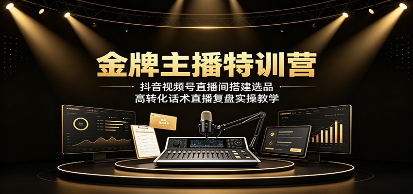 金牌主播特训营：抖音视频号直播间搭建选品，高转化话术直播复盘实操教学-云启智联