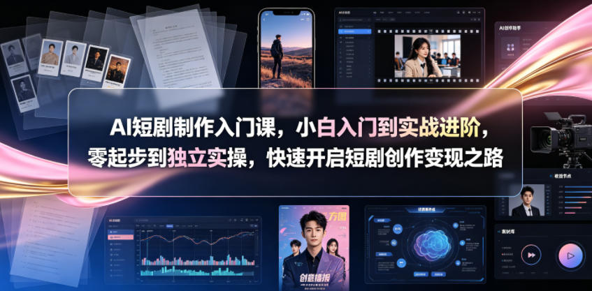 AI短剧制作入门课，小白入门到实战进阶，零起步到独立实操，快速开启短剧创作变现之路-云启智联