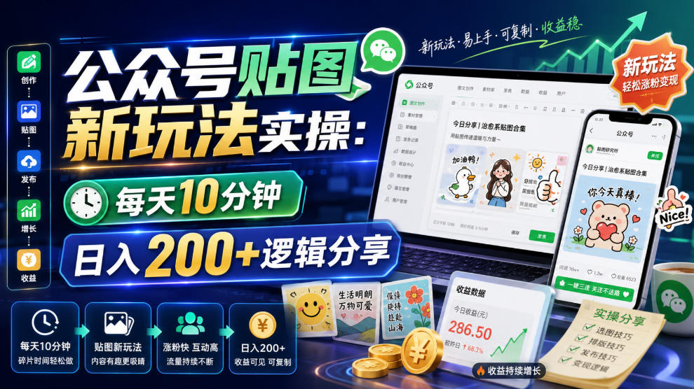 公众号贴图新玩法实操，每天10分钟，日入200+逻辑分享-云启智联