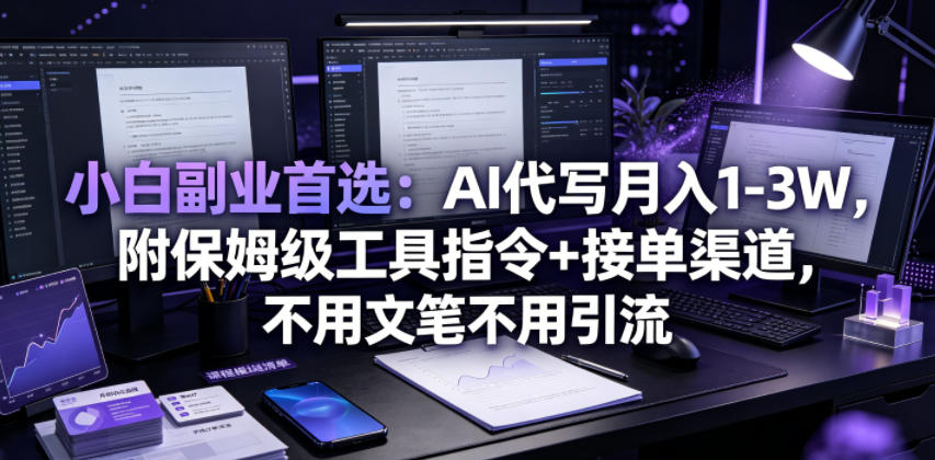 小白副业首选：AI代写月入1-3W，附保姆级工具指令+接单渠道，不用文笔不用引流【揭秘】-云启智联