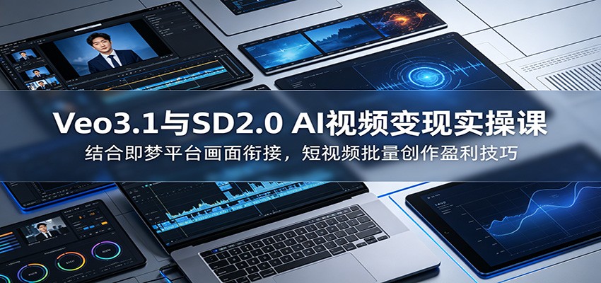 Veo3.1与SD2.0 AI视频变现实操课课：结合即梦平台画面衔接，短视频批量创作盈利技巧-云启智联