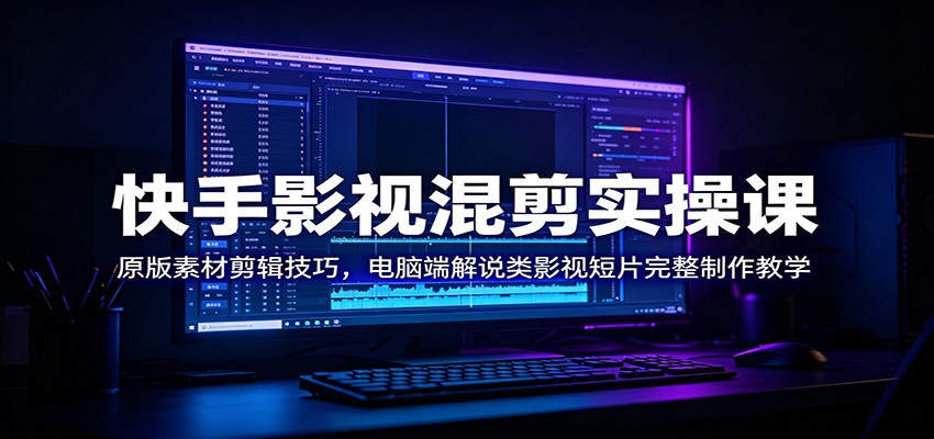 快手影视混剪实操课：原版素材剪辑技巧，电脑端解说类影视短片完整制作教学-云启智联