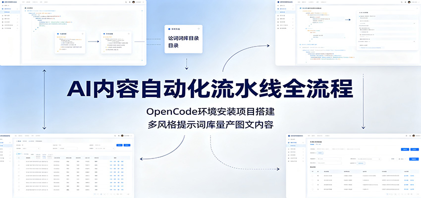 AI内容自动化流水线全流程：OpenCode环境安装项目搭建，多风格提示词库量产图文内容-云启智联