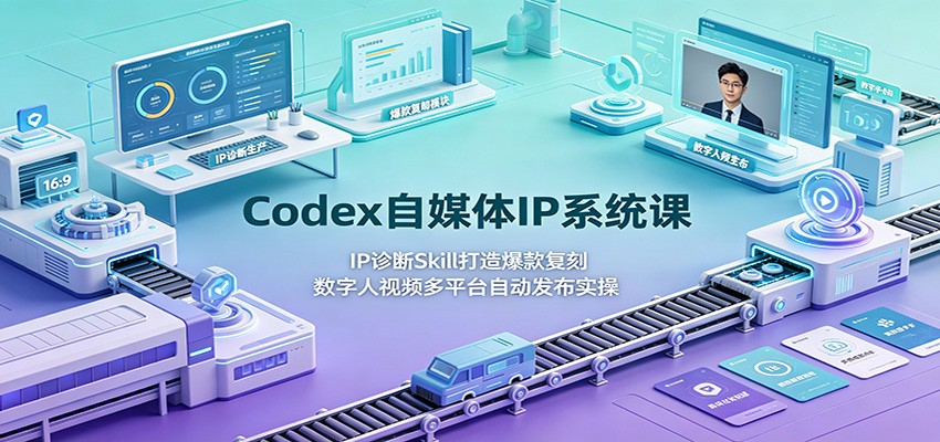 Codex自媒体IP系统课：IP诊断Skill打造爆款复刻，数字人视频多平台自动发布实操-云启智联