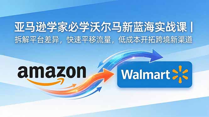 亚马逊卖家必学沃尔玛新蓝海实战课｜拆解平台差异，快速平移流量，低成本开拓跨境新渠道-云启智联
