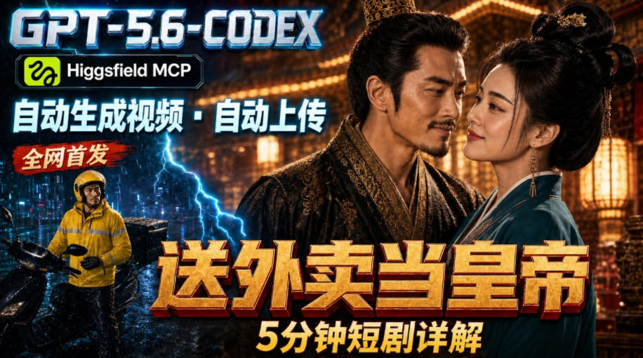 GPT-5.6 Codex+Higgsfield MCP：一条指令生成5分钟短剧并自动上传YouTube(油管)-云启智联