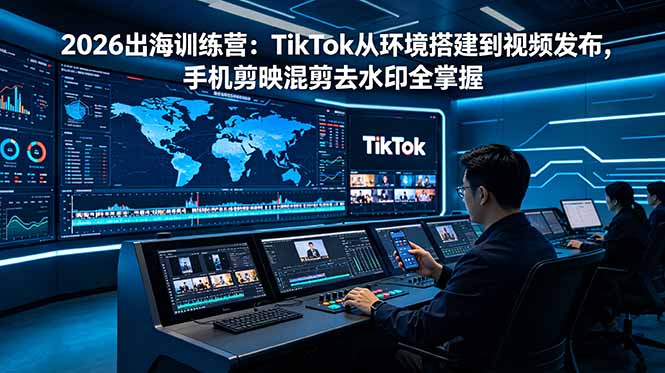 2026出海训练营：TikTok从环境搭建到视频发布，手机剪映混剪去水印全掌握-云启智联