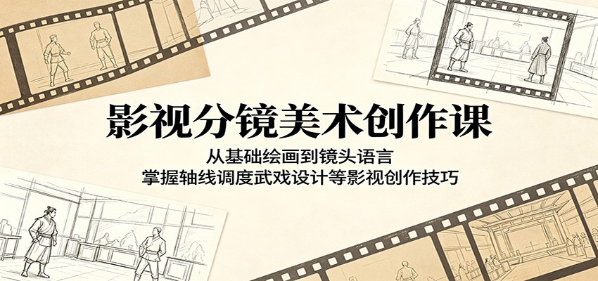 影视分镜美术创作课：从基础绘画到镜头语言，掌握轴线调度武戏设计等影视创作技巧-云启智联