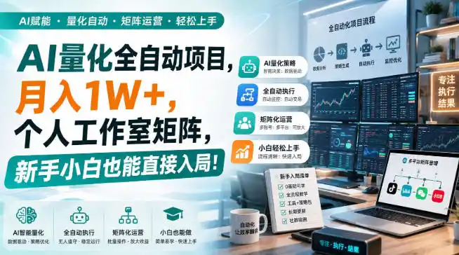 AI量化全自动项目，月入1W+，个人工作室矩阵，新手小白也能直接入局！【揭秘】-云启智联