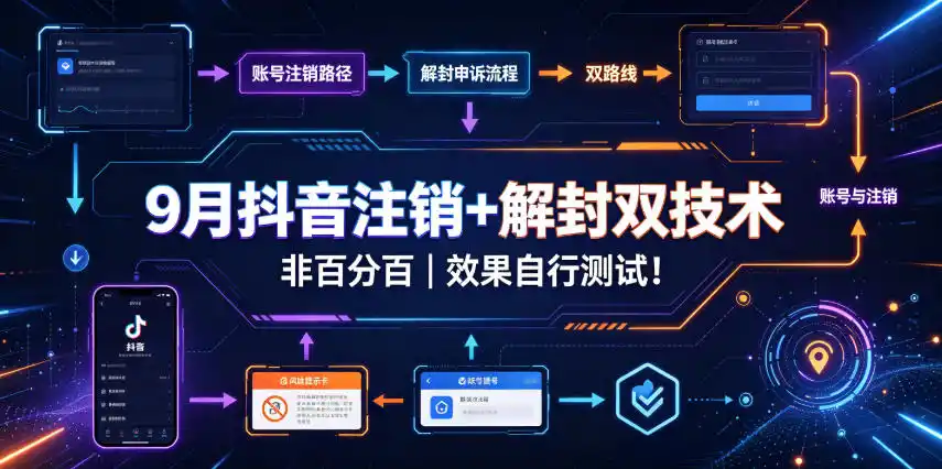 9月抖音注销+解封双技术，非百分百，效果自行测试！-云启智联
