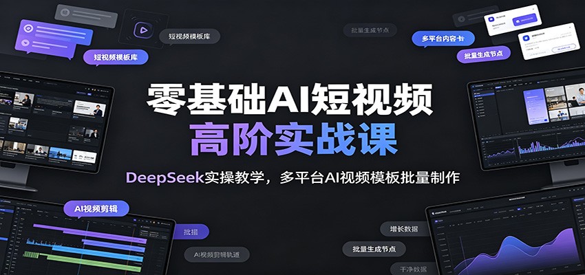 零基础AI短视频高阶实战课：DeepSeek实操教学，多平台AI视频模板批量制作-云启智联
