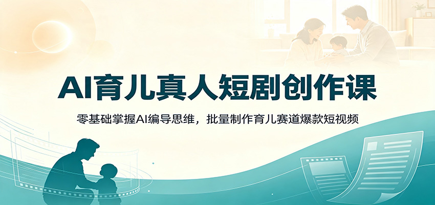 AI育儿真人短剧创作课：零基础掌握AI编导思维，批量制作育儿赛道爆款短视频-云启智联