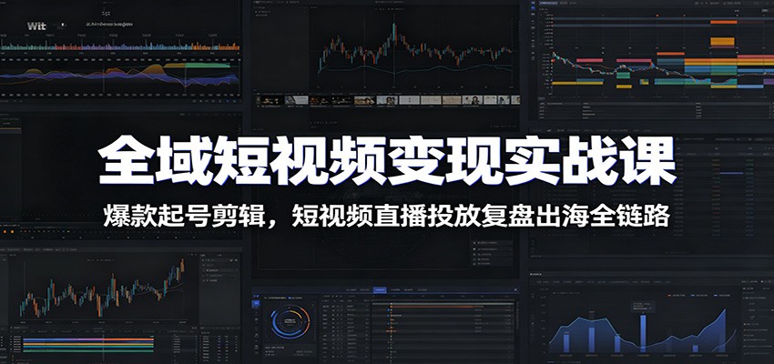 全域短视频变现实战课：爆款起号剪辑，短视频直播投放复盘出海全链路-云启智联