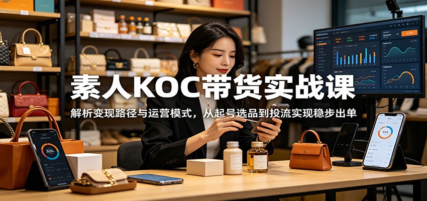 素人KOC带货实战课：解析变现路径与运营模式，从起号选品到投流实现稳步出单-云启智联