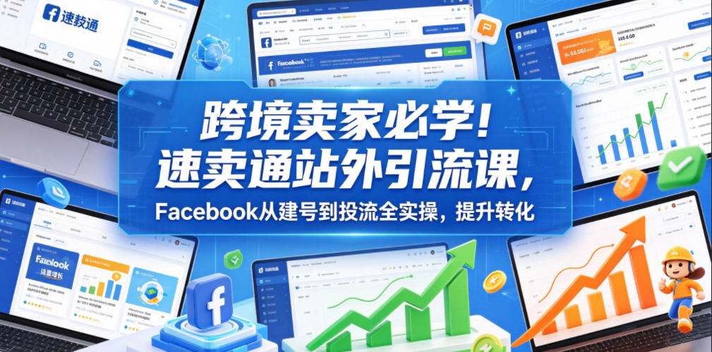跨境卖家必学！速卖通站外引流课，Facebook从建号到投流全实操，提升转化-云启智联