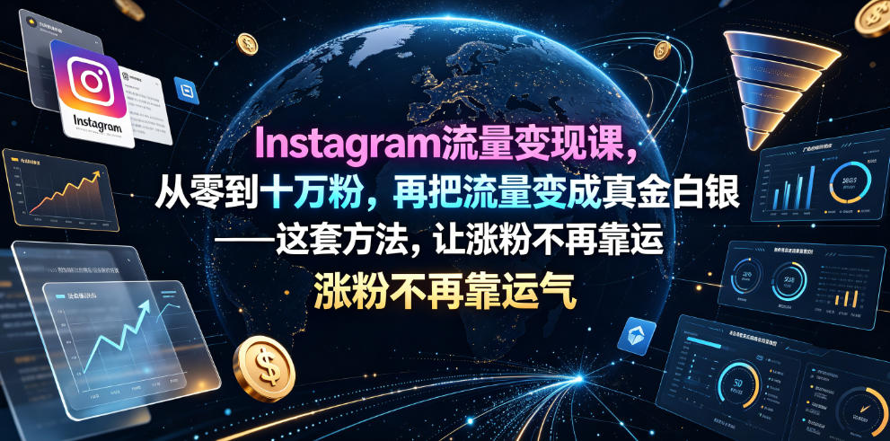 Instagram流量变现课，从零到十万粉，再把流量变成真金白银——这套方法，让涨粉不再靠运气【原创双语字幕】-云启智联