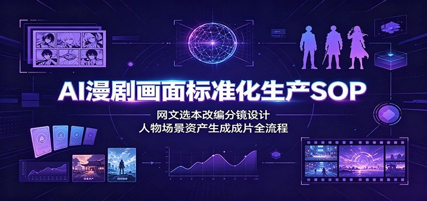 AI漫剧画面标准化生产SOP：网文选本改编分镜设计，人物场景资产生成成片全流程-云启智联