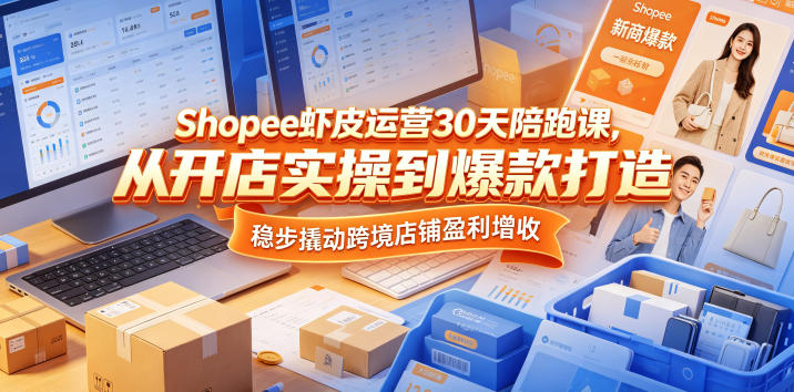 Shopee虾皮运营30天陪跑课，从开店实操到爆款打造，稳步撬动跨境店铺盈利增收-云启智联