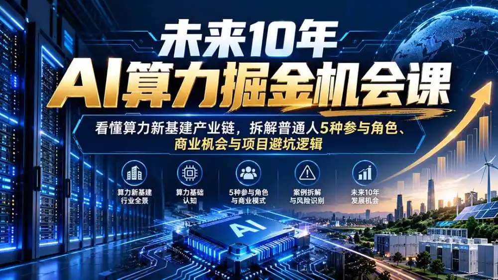 未来10年AI算力掘金机会课：看懂算力新基建产业链，拆解普通人5种参与角色、商业机会与项目避坑逻辑-云启智联