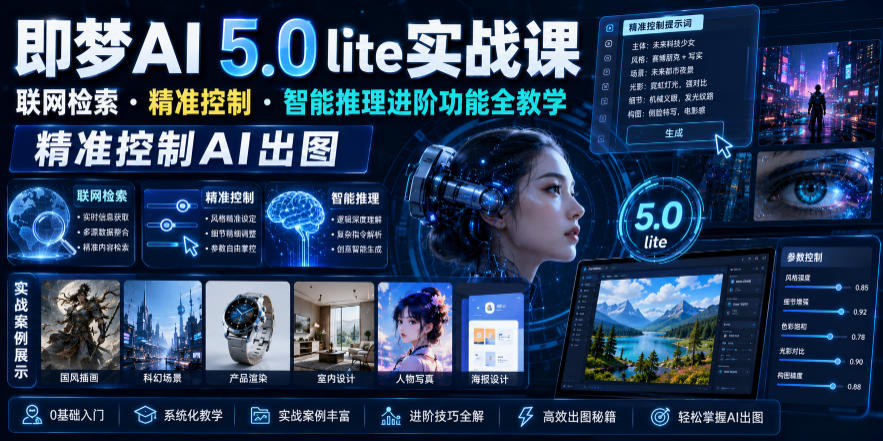 即梦AI 5.0 lite实战课，联网检索・精准控制・智能推理进阶功能全教学，精准控制AI出图-云启智联