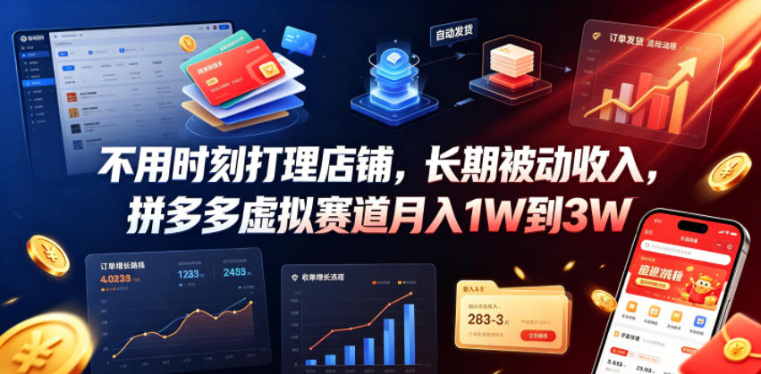 不用时刻打理店铺，长期被动收入，拼多多虚拟赛道月入1W到3W【揭秘】-云启智联