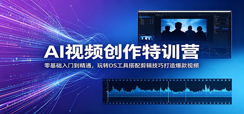 AI视频创作特训营：零基础入门到精通，玩转DS工具搭配剪辑技巧打造爆款视频-云启智联
