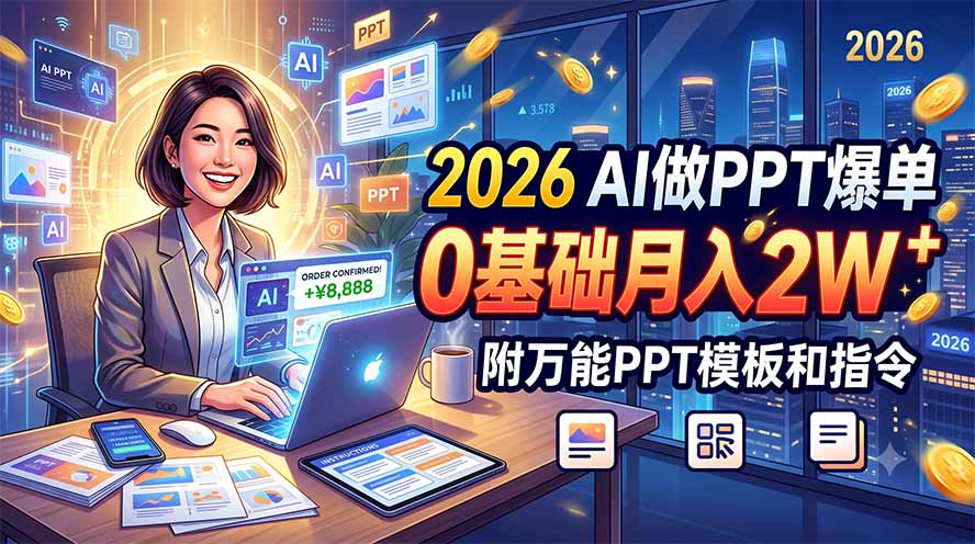 2026 AI做PPT爆单，0基础月入2W，附万能PPT模板和指令-云启智联
