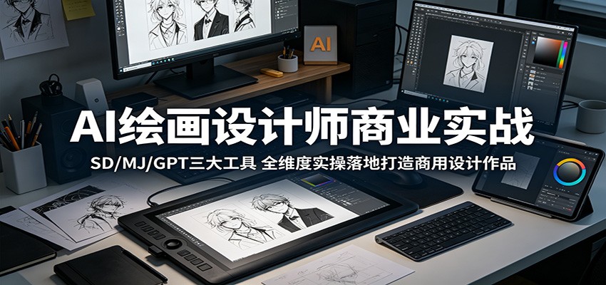 AI绘画设计师商业实战：SD/MJ/GPT三大工具，全维度实操落地打造商用设计作品-云启智联