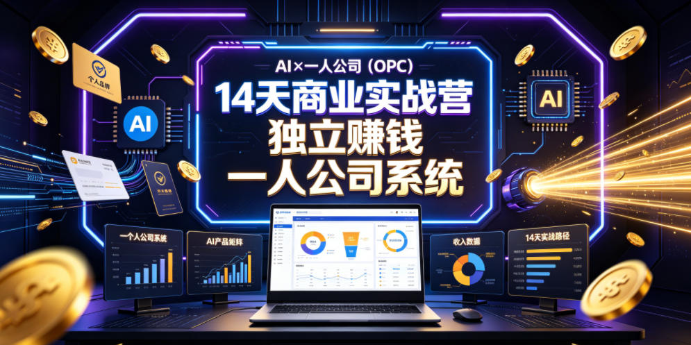 AI×一人公司(OPC)14天商业实战营，用AI帮你搭建一个属于你自己的、能独立賺钱的一人公司系统-云启智联