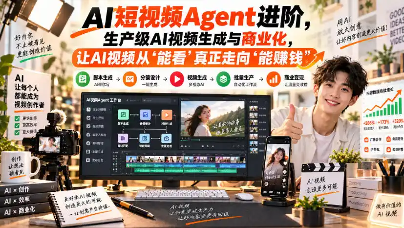AI短视频Agent进阶，生产级AI视频生成与商业化，让AI视频从”能看”真正走向”能賺钱”-云启智联