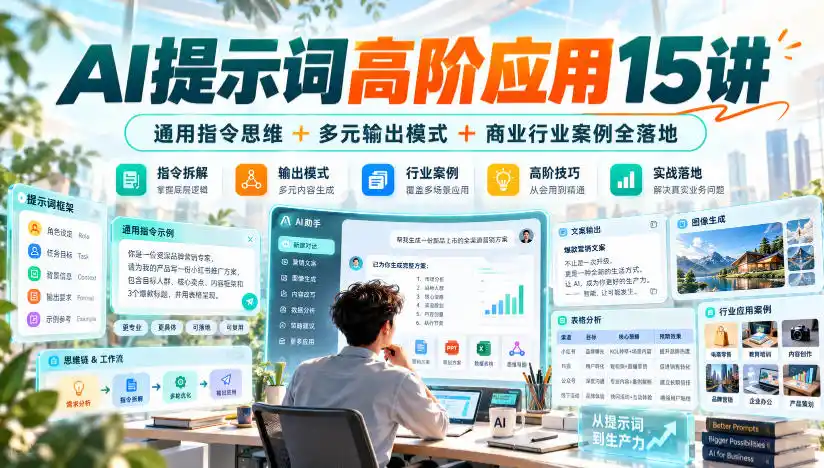 AI提示词高阶应用15讲｜通用指令思维+多元输出模式+商业行业案例全落地-云启智联