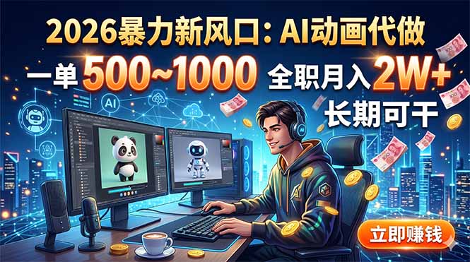2026暴力新风口：AI动画代做，一单500~1000，全职月入2W+，长期可干-云启智联