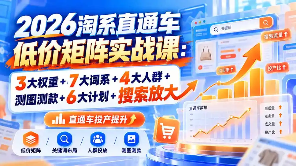 2026淘系直通车低价矩阵实战课：3大权重+7大词系+4大人群+测图测款+6大计划+搜索放大-云启智联