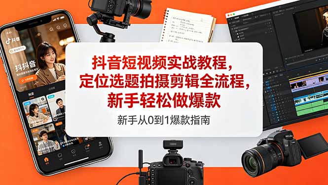 抖音短视频实战教程，定位选题拍摄剪辑全流程，新手轻松做爆款-云启智联