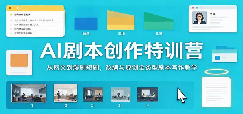 AI剧本创作特训营:从网文到漫剧短剧,改编与原创全类型剧本写作教学-云启智联