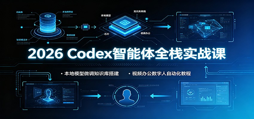 2026 Codex智能体全栈实战课：本地模型微调知识库搭建，视频办公数字人自动化教程-云启智联