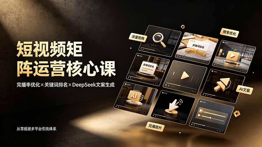 短视频矩阵运营核心课：完播率优化×关键词排名×DeepSeek文案生成，从零搭建多平台引流体系-云启智联