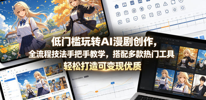 低门槛玩转AI漫剧创作，全流程技法手把手教学，搭配多款热门工具，轻松打造可变现优质作品-云启智联
