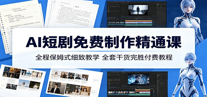 AI短剧免费制作精通课：全程保姆式细致教学，全套干货完胜付费教程-云启智联