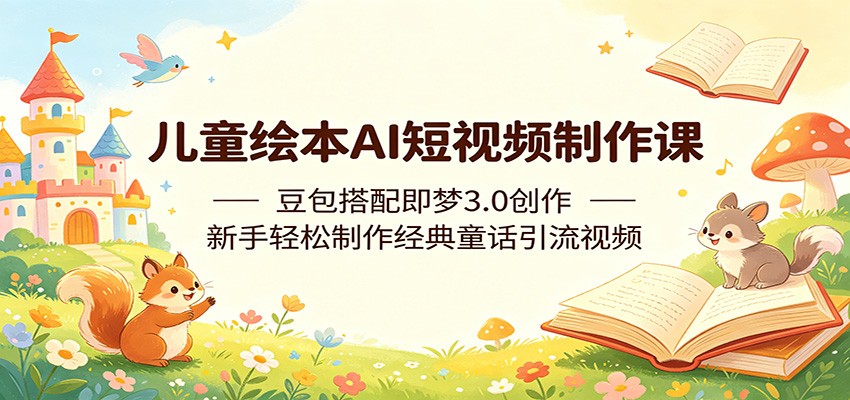 儿童绘本AI短视频制作课：豆包搭配即梦3.0创作，新手轻松制作经典童话引流视频-云启智联