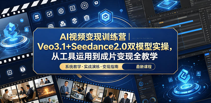 AI视频变现训练营｜Veo3.1+Seedance2.0双模型实操，从工具运用到成片变现全教学-云启智联
