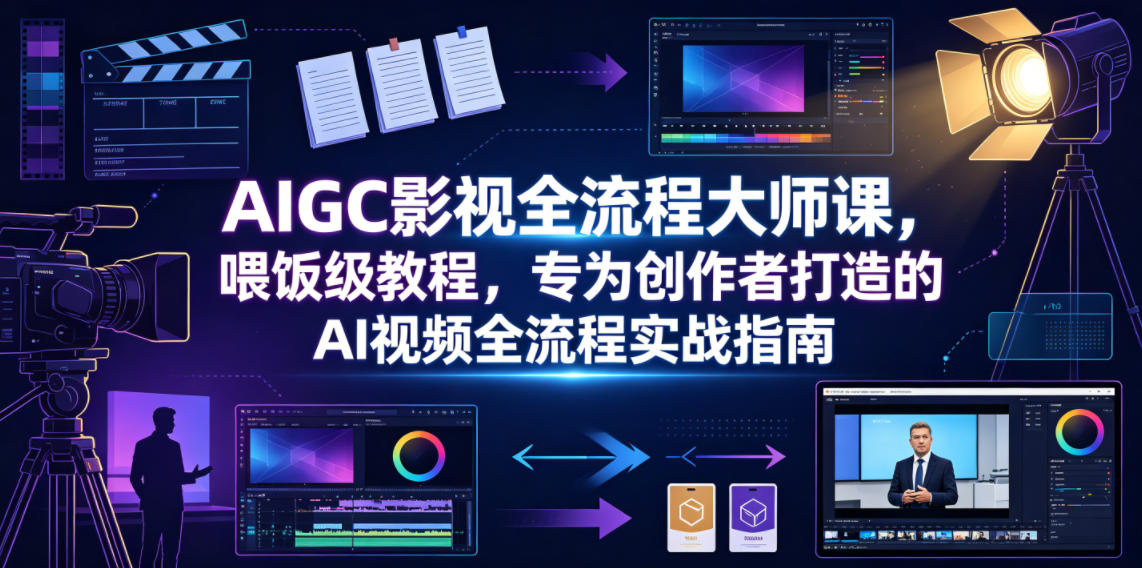 AIGC影视全流程大师课，喂饭级教程，专为创作者打造的AI视频全流程实战指南-云启智联